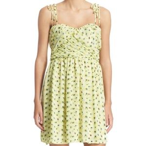 THE KOOPLES Anemone Print Sleeveless Spaghetti Strap Chiffon Dress, Yellow, XS